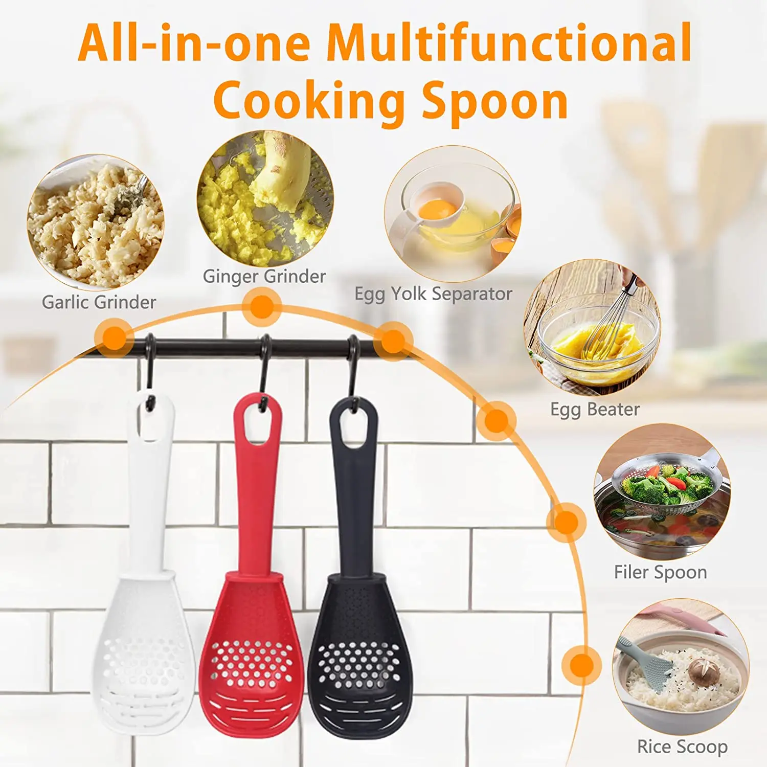 6 In1 All Purpose Kitchen Tool Skimmer Scoop Colander Strainer Grater
