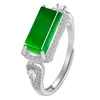 Adjustable S925 silver inlaid  jadeite ring D594