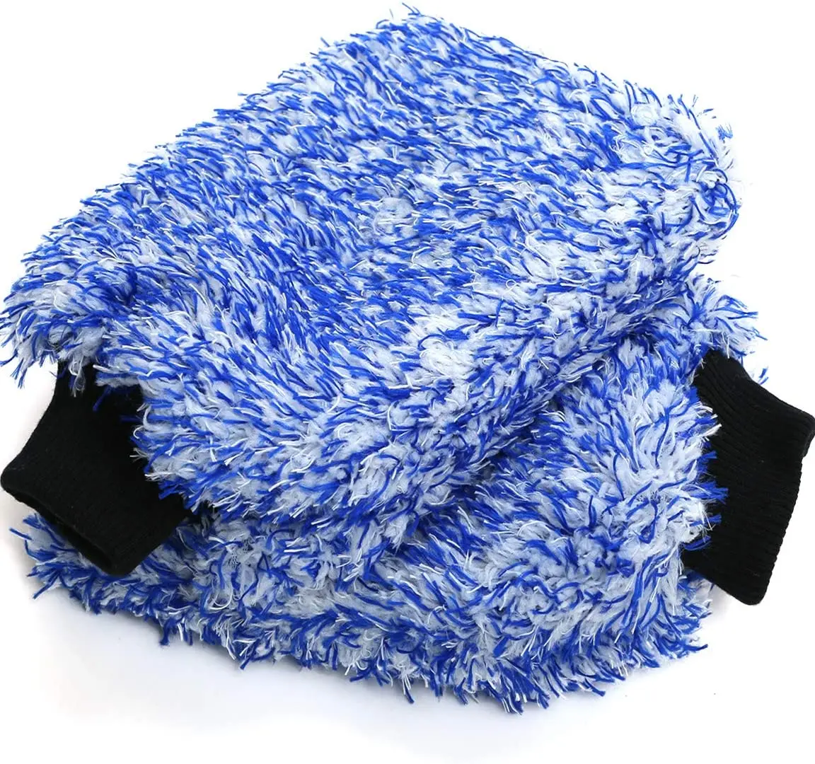 Premium Cyclone Microfiber Wash Glove and Microfiber Towels Scratch Free（1X Towels Lint Free 2X mitt） Large Size Car Wash Mitt 
