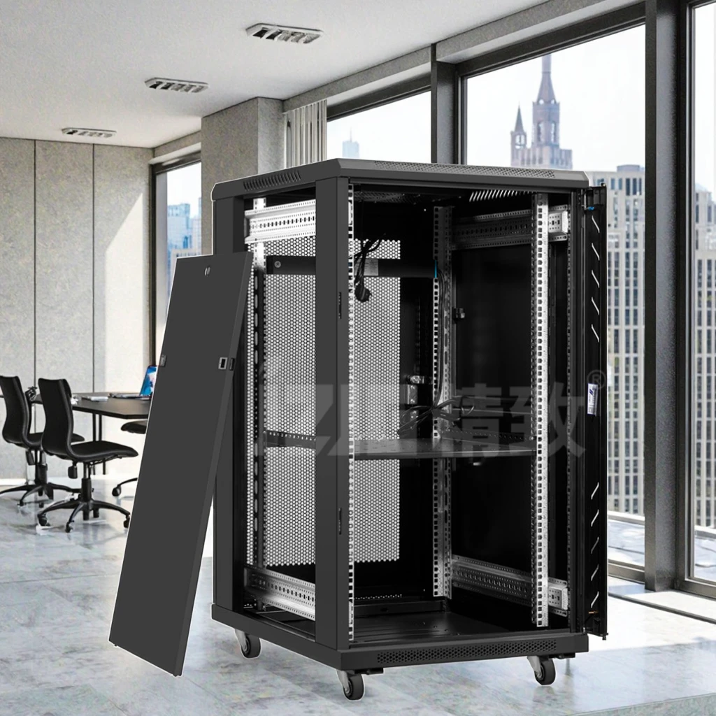 19 Inch DDF IT Data Center Server Rack with 18u 22u 32u 37u 42u Units Indoor Network Switch Cabinet Steel Metal Glass Door Front