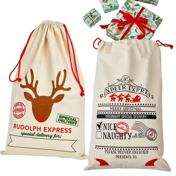 Factory direct Hot Sales Christmas Santa Sack Christmas drawstring bag children gift packaging bag