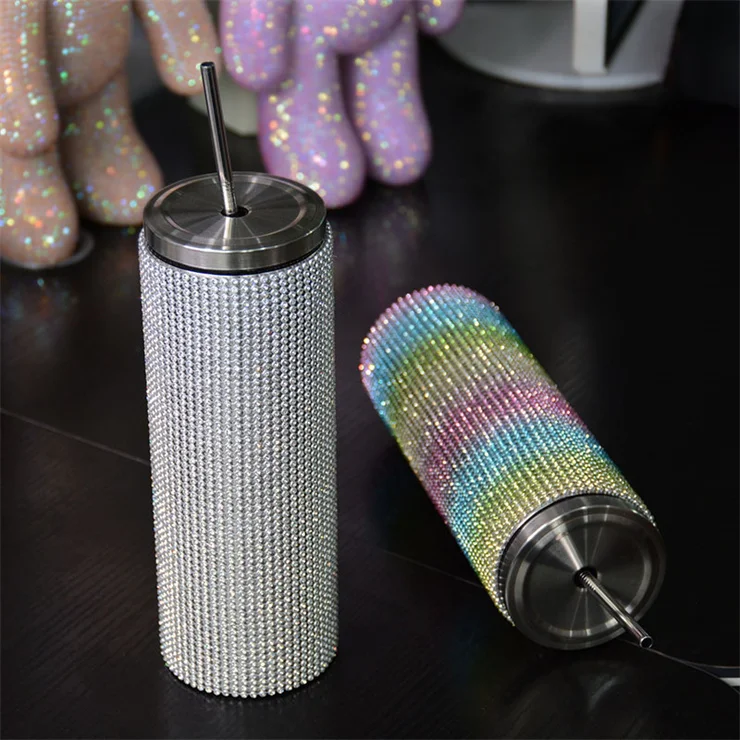 Rhinestone Thermos Cup, Stainless Steel Thermal Bottle, High-end Insulated  Thermos Coffee Cups, Diamond Bling Vacuum Flask Mug with Hanger Best Gift  for Men Women 