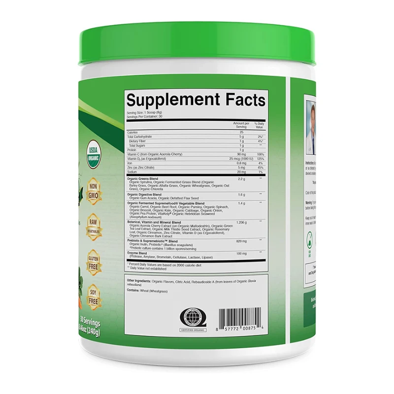 Super Greens Powder Private Label Multivitamin Bulk Mix Complete Whole Foods Adaptogen Vitamin Mineral Superfood Green Powder supplier