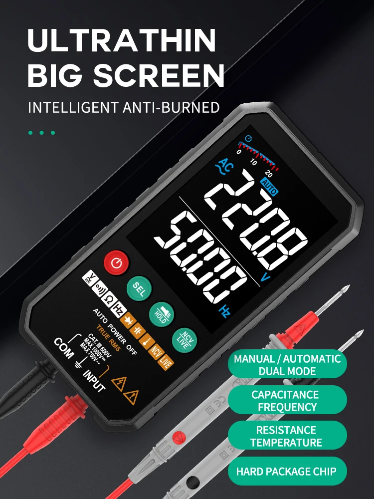 Mastfuyi Professional High Precise 6000 Counts 1000V AC DC Digital Multimeter Ohm Hz NCV Live C UF Duty Multimetro Voltage Meter