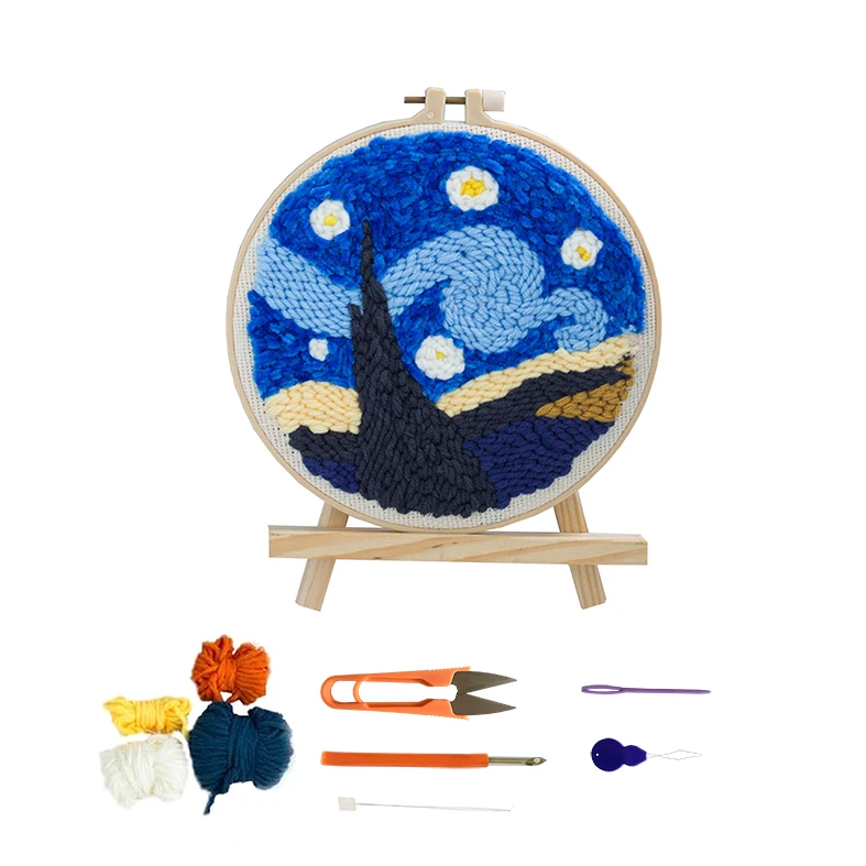 Famous Artwork Monet Starry Night Design Desktop Decor Thread Cross Stitch
