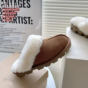 Winter Spring Style Thick Bottom Indoor Home Wear Cotton for Slippers for Couples Comfortable Plus Warm Ladies Soft Fur TPR