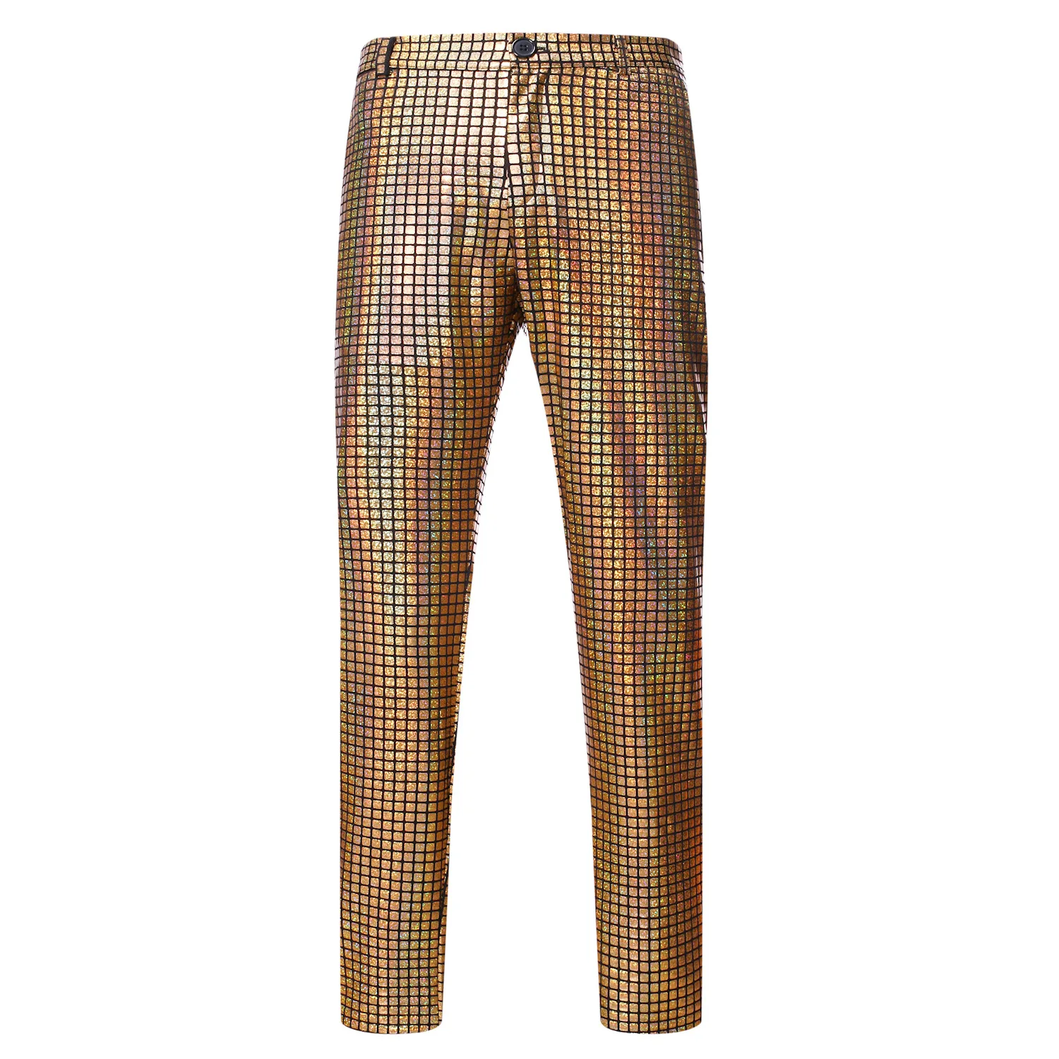 Pantalon Disco Homme Pour Festival - Style Vintage Métallique Doré Brillant - Scène, Danse, Déguisement - Coupe Ajustée