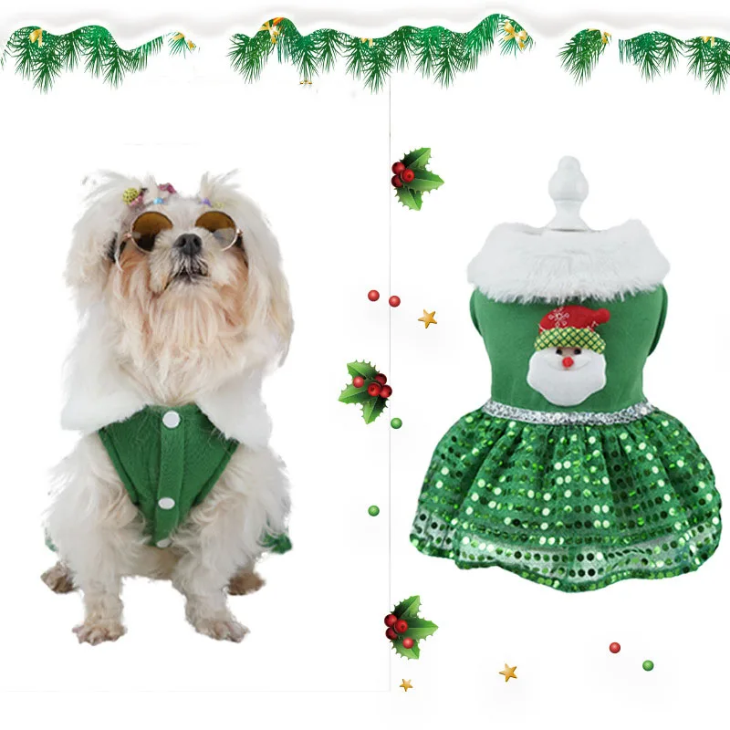 Pet Christmas Dress Up Dog Dresses Puppy Clothes Cat Skirt Pet Clothes Warm Pets Dog Sweater