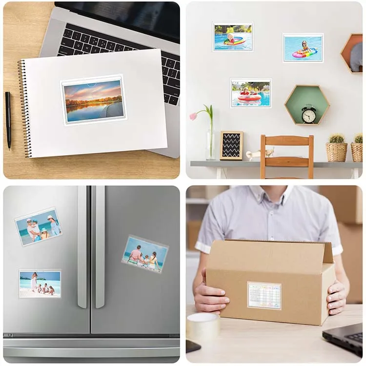 Custom Vinyl Pvc Self Pockets Pouch Label Holders Clear Self-Adhesive  Adhesive 4" X 6" Index Card Pockets With Top Open