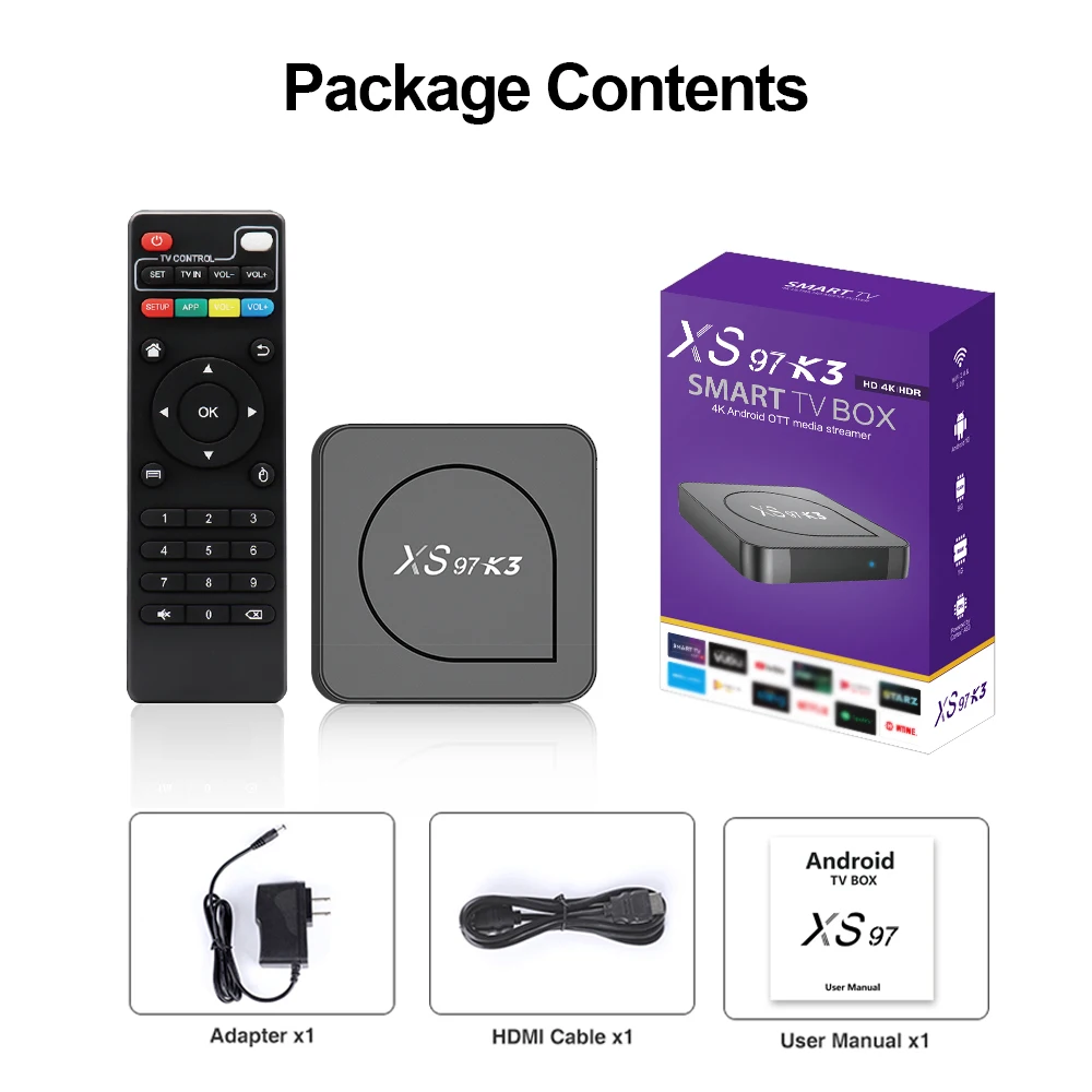 4K Android TV ボックス 4K 10箱セット Alibaba.com: XS97 SE IR Remote Control Android 10 1GB RAM 4K TV