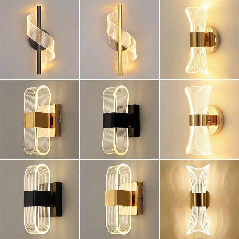 Modern Minimalist Nordic LED Bedside Lamp Cross-Border Ultra Bright Aluminum for Bedroom Living Room Aisle Background Wall Light