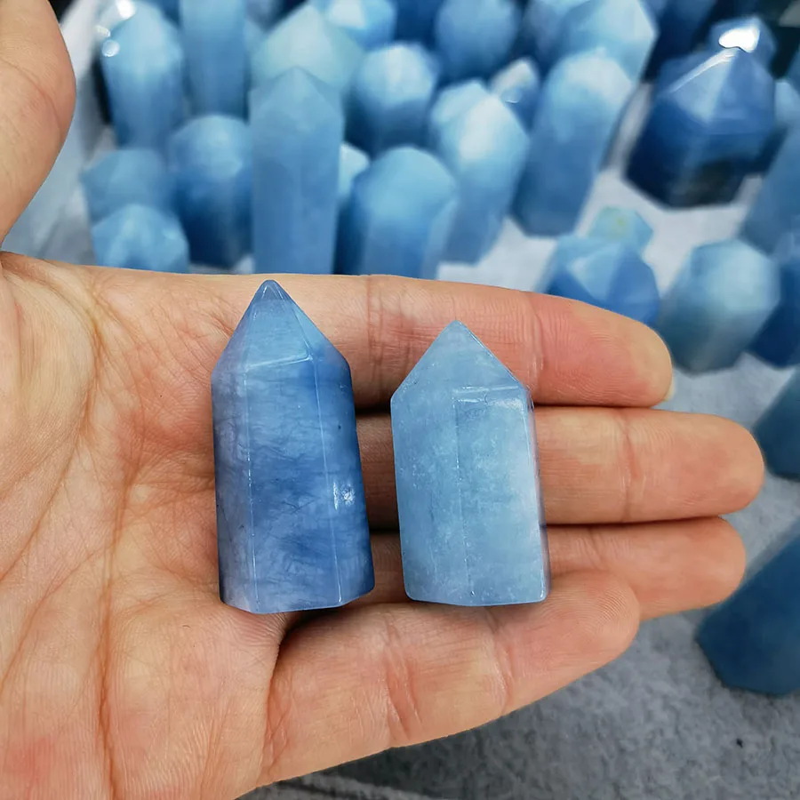 爽やかな青♡アクアマリンタワー 卸売ブルー宝石小塔天然アクアマリンタワーブルークリスタルポイント3