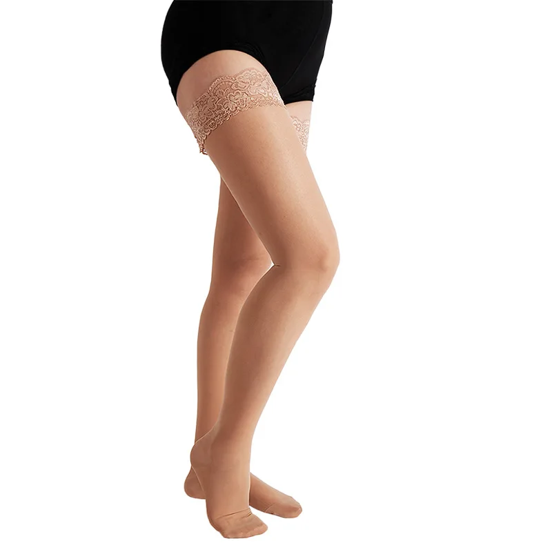 Thin Elastic Anti Slip Thigh High Medical Grade Compression Stockings