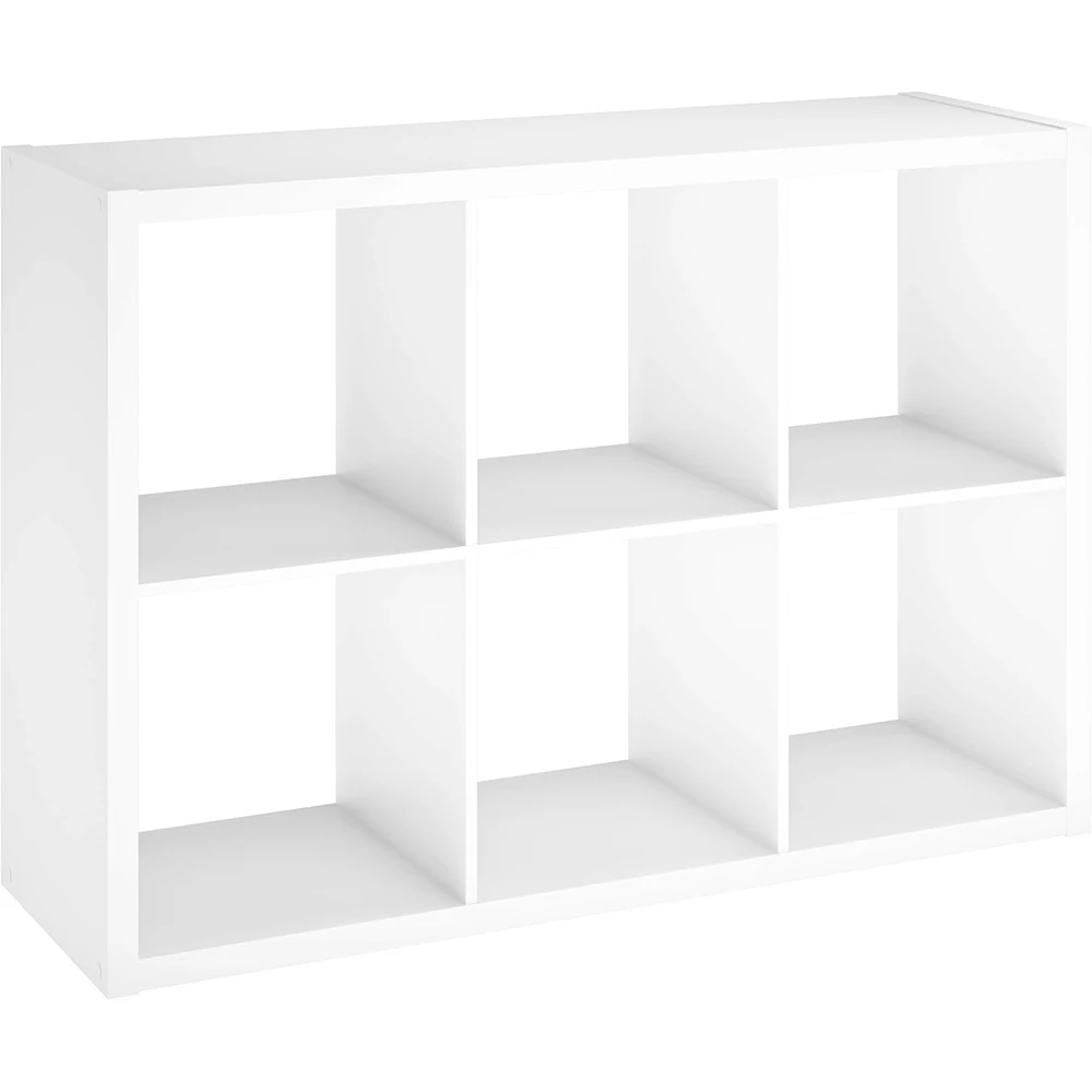 6-Cube Modern Wooden Bookshelf Bedroom Storage Organizer Easy Assembly White Finish Vertical/Horizontal
