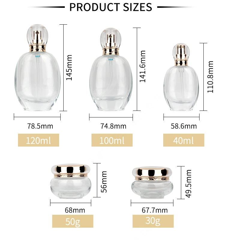 120ml 100ml 40ml clear oval customized empty luxury cosmetic face cream jar skin care bottle sets packaging factory