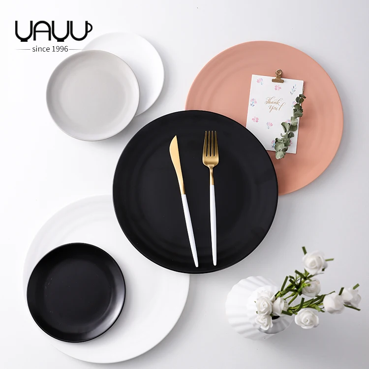 FENN high performance matte glaze round shallow custom restaurant wedding ceramic plate dinning dishes serving for home or hotel