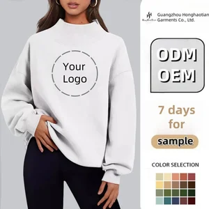 ODM OEM Wholesale Custom Casual Comfy Stand Winter High Neck Half-slit Neckline Hoodies Sweatshirts Drop Shoulder Women's