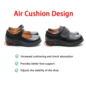 Babyhappy New Design Beautiful Fashion Leather Teenager Girls Dress Shoes Black School Students Shoes With Air Cushion