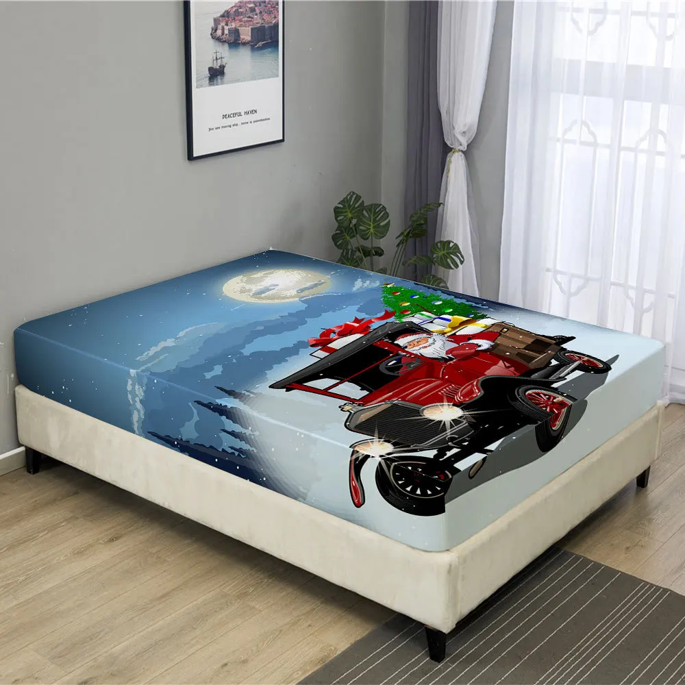 AOYATEX New Customized Polyester Bedding Set Cartoon Anime Christmas Printed Fitted Sheet