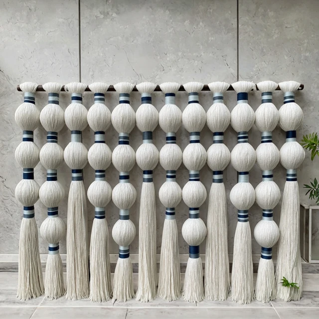Macrame Wall Hanging Boho Hand Woven Cotton Handmade Macrame Wall Hanging Indoor Decoration for Home Room Wall Decor Tapestry