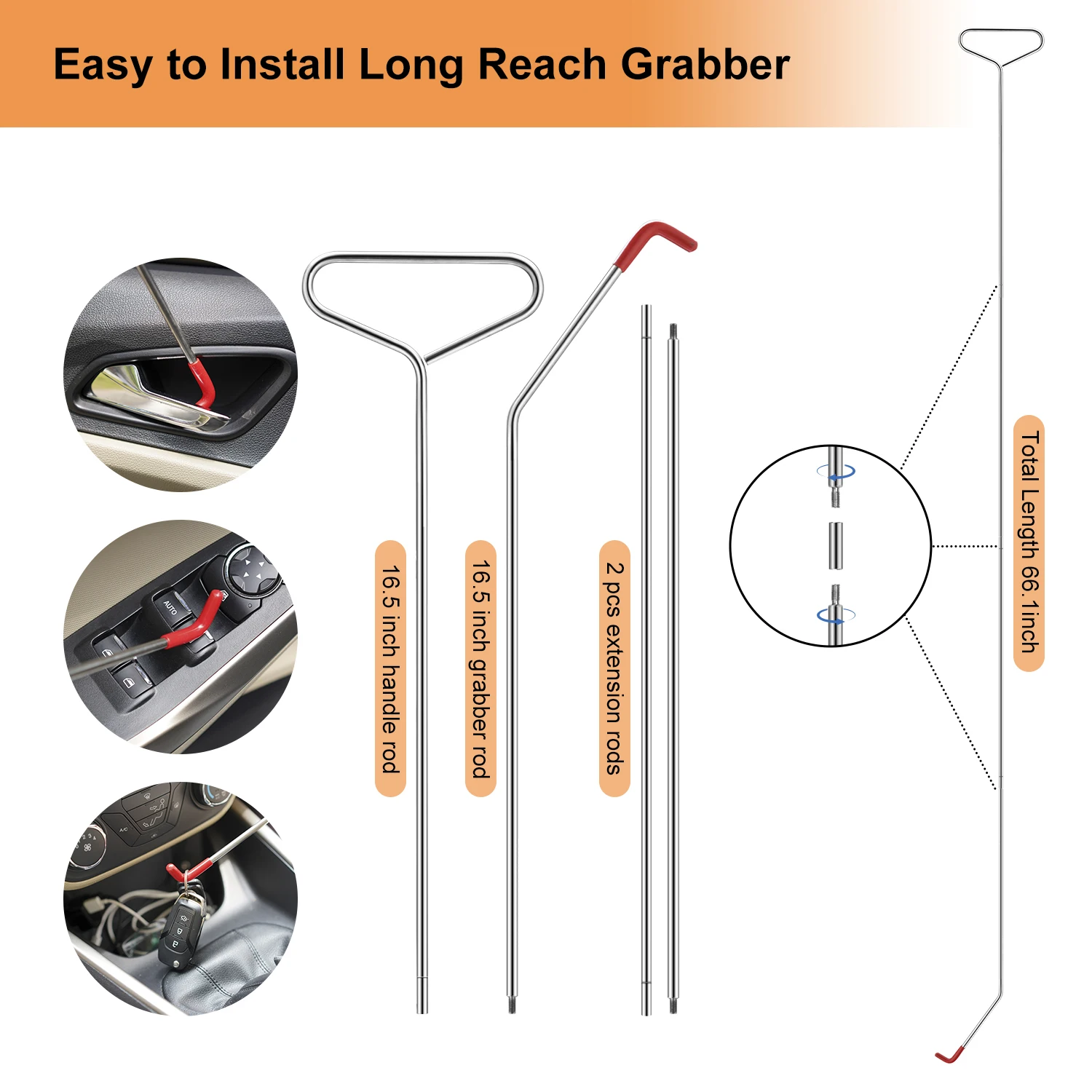 GODCRAE Car Lockout Kit, 21PCS Car Door Unlock Kit with Long Reach