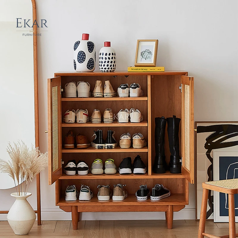 product ekar furniture modern design shoes rack muti layer home furniture wooden shoe cabinet-59