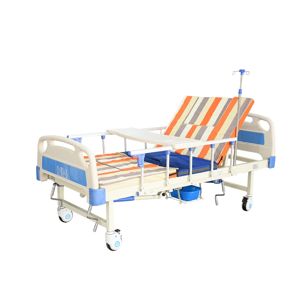 Manual Middle-Curved Five Column Adjustable Foldable Modern Hospital Therapeutic Bed Leg Lift Function Infusion Support Hotel 5