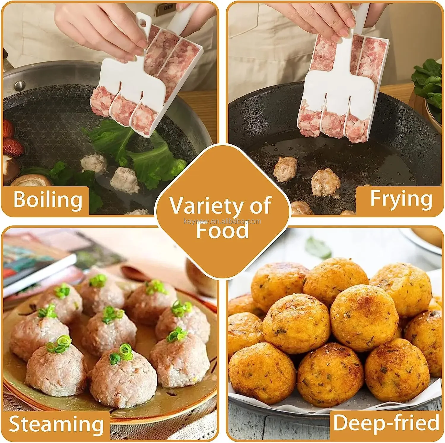 4 Rows Meatball Maker Round Fish Beaf Ball Rice Balls Making Mold Cooking Homemade Mould Meat Baller Clips Tools Kitchen Gadgets