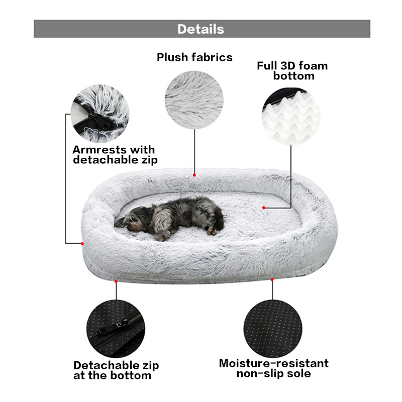 Shurui Wholesale Luxury Faux Fluffy Memory Foam Large Dog Bed Human