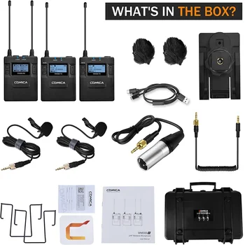 Comica CVM-WM300A UHF 96 Channel Professional Lapel Microphone Dual Wireless Lavalier Microphone System for Youtube Interview product image