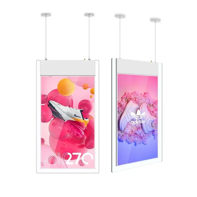 Shop Retail 55 65 Inch Indoor High Brightness Ceiling Hanging Advertising Double Side Digital Signage Window Lcd Screen Display