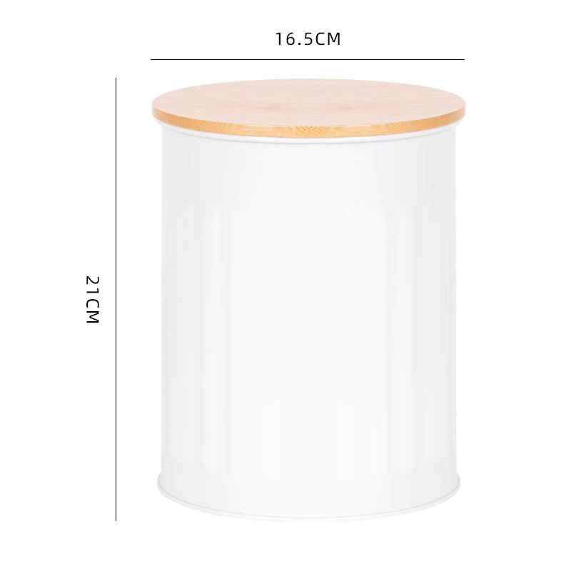 DIY Creative Cookies Storage Tank Write the Name You Like Metal Storage Canister With Bamboo Lid White Storage Container