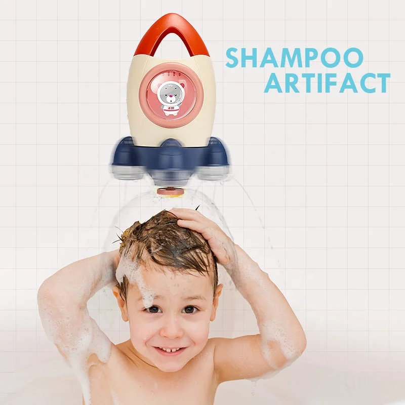 Wholesale Summer Bathroom Plastic Water Spray  Rocket Baby  Bath Toys for Kids