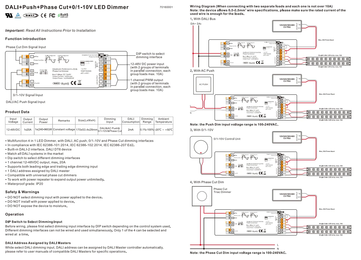 Sunricher SR BUS AC Phase Cut Bluetooth Dimmer