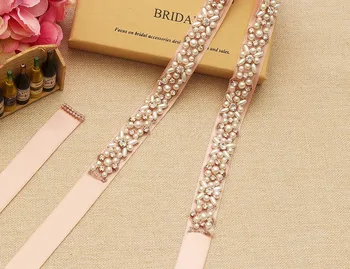 Cintura formale da donna con strass perline nastro per abito da sposa accessori fascia, Nastro Baby Pnnrk, Etichettalia unica
