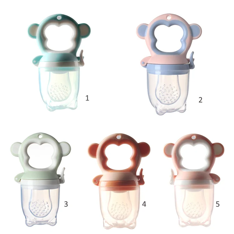 New Design Monkey Shape Silicone Infant Baby Feeder Pacifier BPA-Free Nipple and Fruit Feeder with Animal Pattern