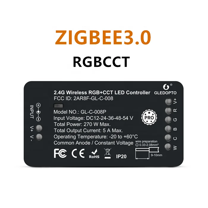 5 in 1 Homekit Compatible LED Controller RGB Color Temperature Change Remote Control for Home Theatre System 12V RF Connection