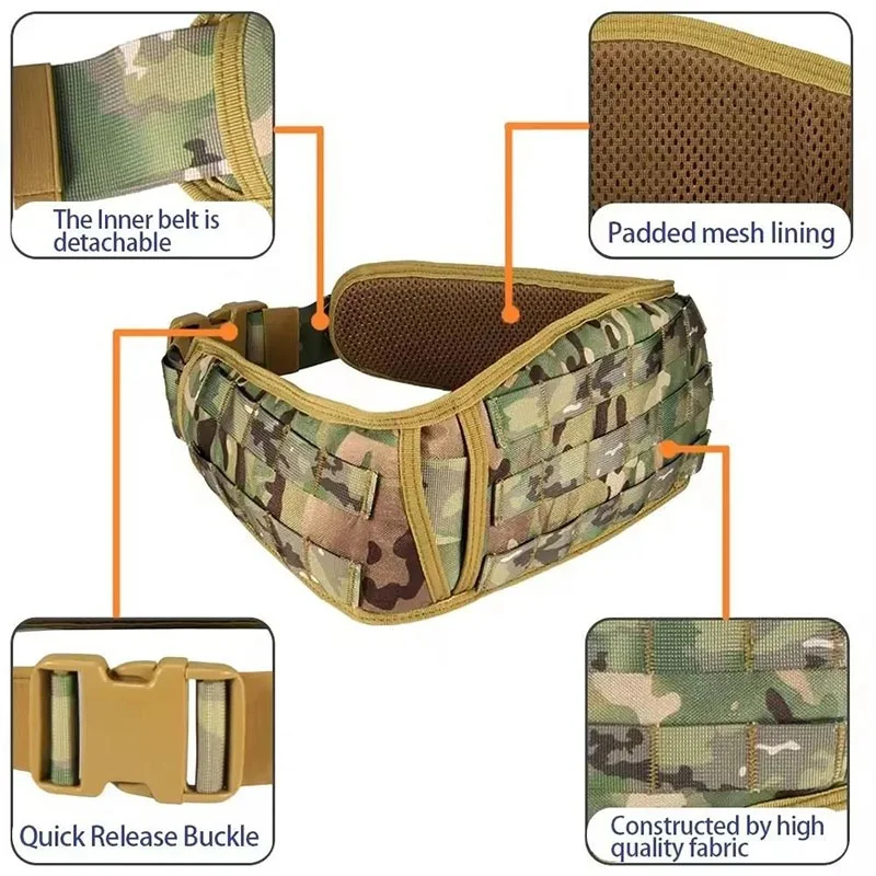 Custom Pockets Sport Enthusiasts Modular Equipment Gear Hunting Waist Security Tactical Belt Durable Duty Utility Waist Belt