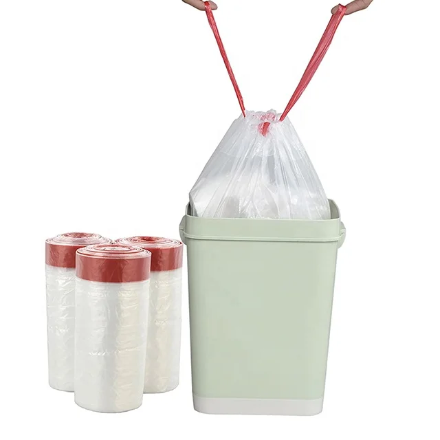 13 Gallons Custom Logo Printing Drawstring Garbage Bag Plastic Trash Bag