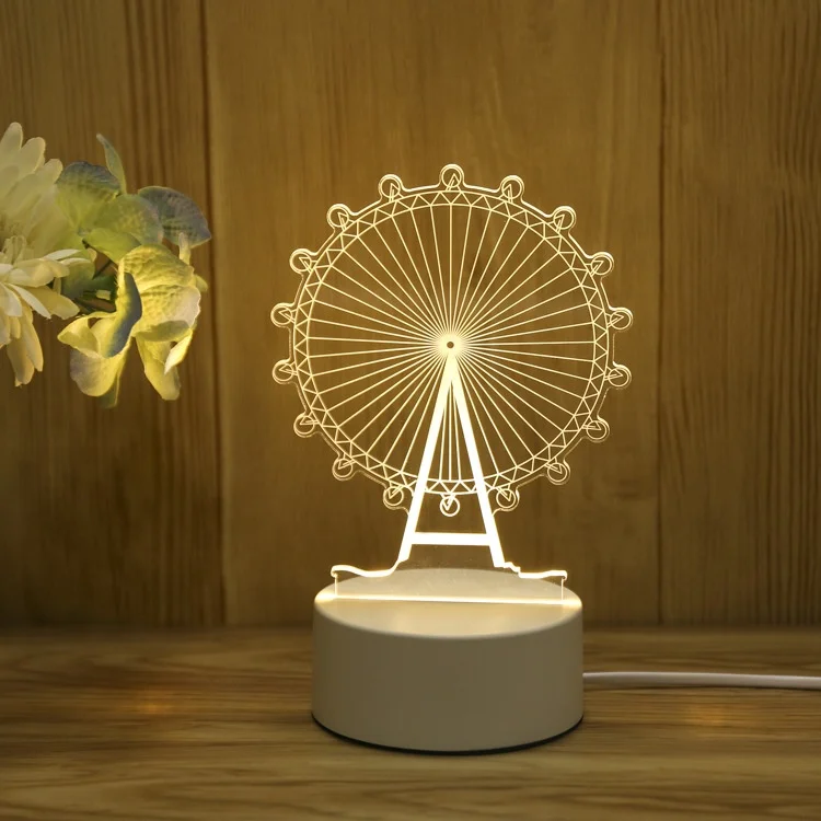 Gift Custom USB Acrylic 3D Printing Cartoon Night Light Bedroom Bedside Small Table Lamp Night Decoration LED Lamp