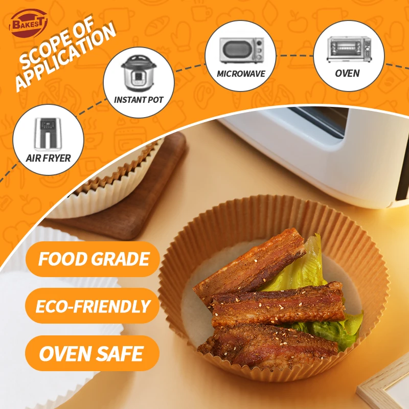 Coated Disposable Parchment Paper Air Fryer Liner Oil-Proof for Baking and Barbecue for Kitchen Food Oven and Bread