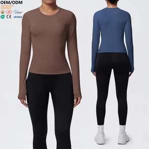 XW-7132 Long Sleeve Plain Gym Clothing Activewear Fashionable Lightweight Yoga Outdoor High Quality Women's Sports Top