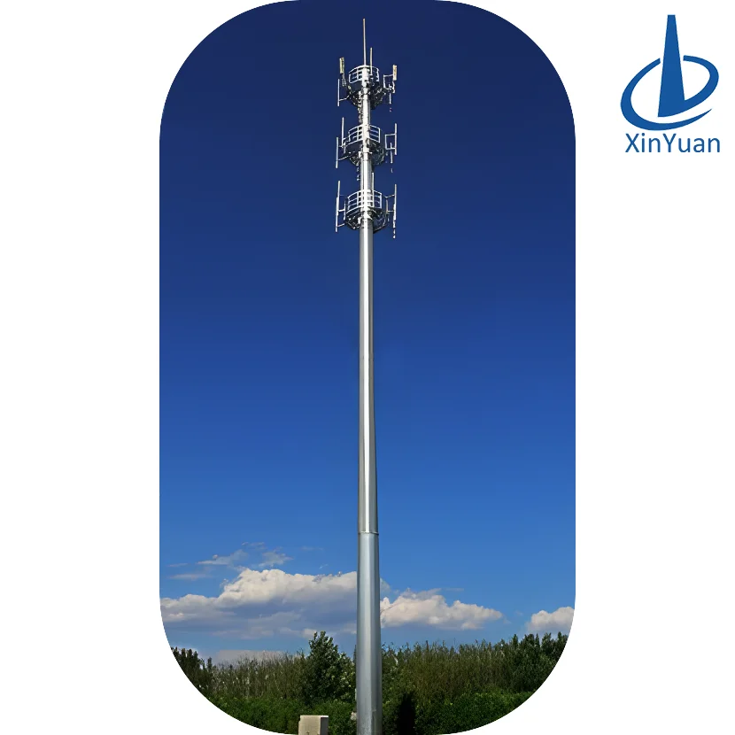 10m-60m Hot-Dip Galvanized Mast Monopole Steel Telecommunication GSM and  wifi Antenna Tower for Transmitting Receiving  Tower details