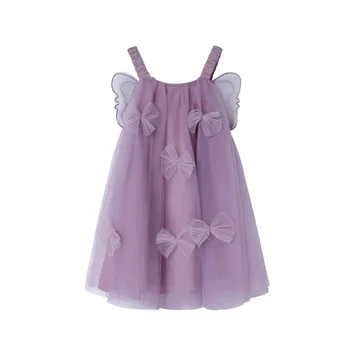2025 Girls Summer Baby Dresses 2025 New Foreign Style Fashion Baby Girl Summer Three-dimensional Bow Princess Dress