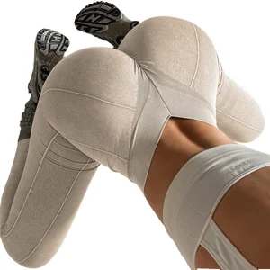 Women's High Waist Elastic Waist Booty Lifting Solid Yoga Leggings-Nylon/Spandex Tummy Control Sweat-Wicking Four-Way Stretch