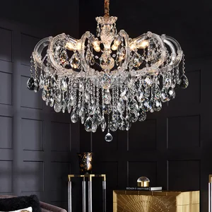 Crystal Glass Hanging Adjustable Height Warm White 3000K Modern Living Room Decoration Lights