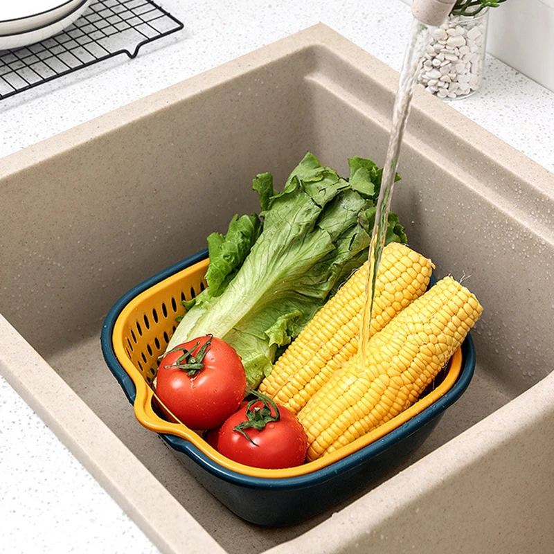 Plastic Sink Drain Wash Basin Kitchen Fruit Vegetable Washing Drying