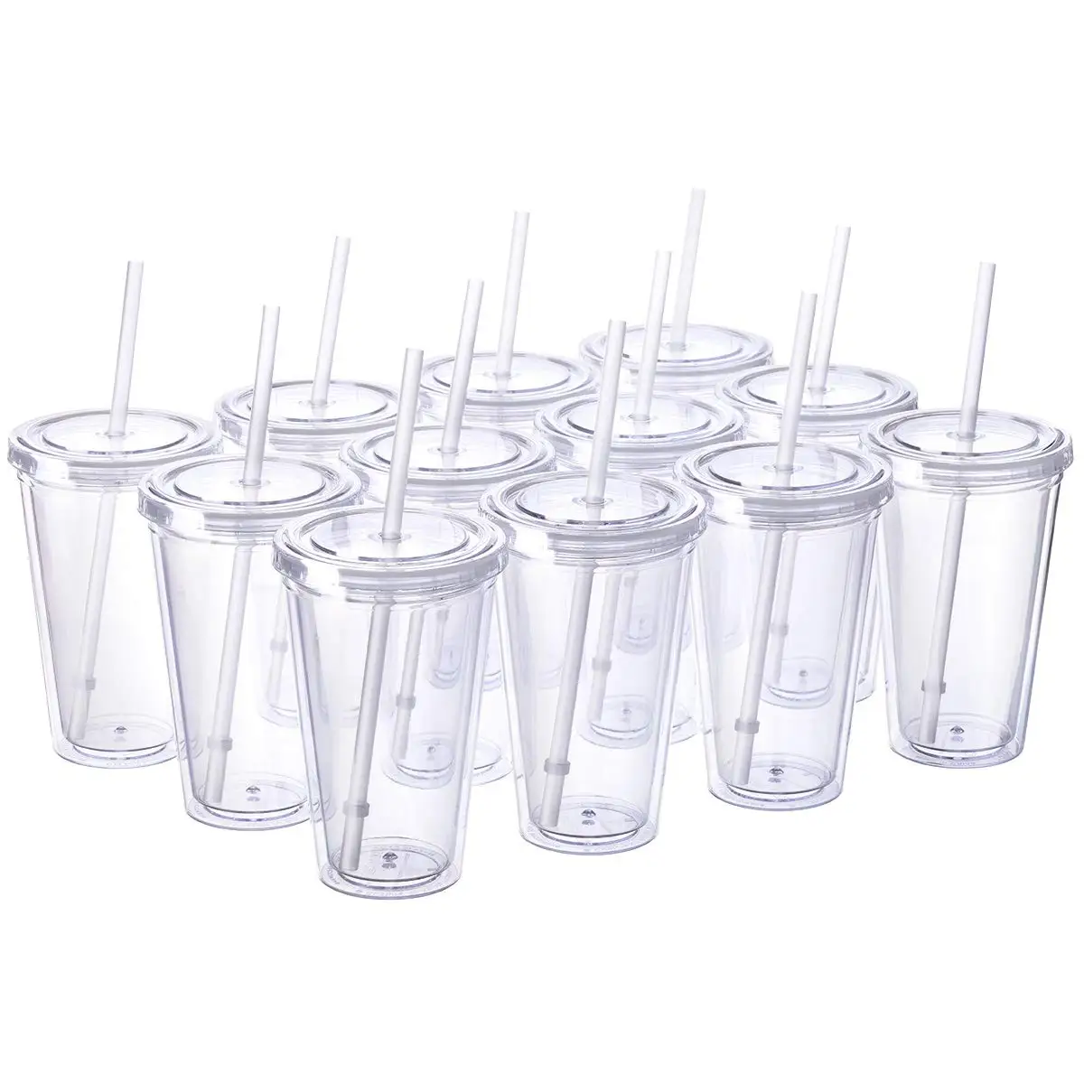 Plastic Tumbler with Straw - Clear