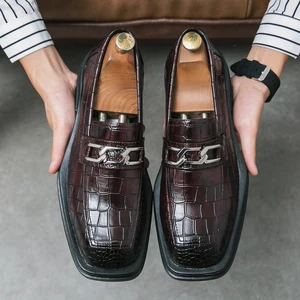 New Fashion Men's Dress Shoes Toe Platform Leather Upper Slip on Closure Oxford Leather Formal Office Oxford