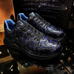 Stylish Handmade Crocodile Leather Men Designer Shoes Anti-slip Trending Shoes Men Sneaker Comfortable Walking Style Men Shoes